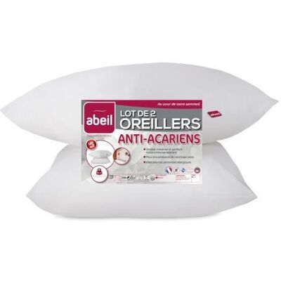 ABEIL Lot de 2 Oreillers Anti-Acariens 60 x 60 cm - Publicité ABEIL Lot de 2 Oreillers Anti-Acariens 60 x 60 cm - Publicité