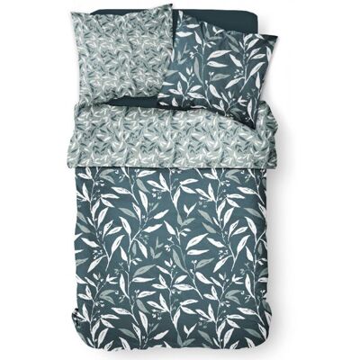 TODAY Parure de lit en coton réversible - Mawira - l 220 x L 240 cm - Imprimé jungle - Bleu Bleu - Publicité TODAY Parure de lit en coton réversible - Mawira - l 220 x L 240 cm - Imprimé jungle - Bleu Bleu - Publicité