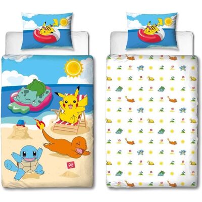 Parure de lit enfant Pikachu réversible - 140x200cm - Publicité Parure de lit enfant Pikachu réversible - 140x200cm - Publicité