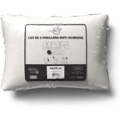 Lot de 2 Oreillers Anti-Acariens 50x70cm - Publicité Lot de 2 Oreillers Anti-Acariens 50x70cm - Publicité