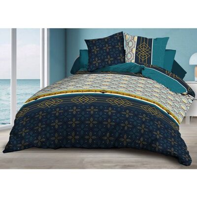 LE LINGE DE JULES Housse de couette 220x240 + 2 taies - Microfibre - Biarritz Bleu - Publicité LE LINGE DE JULES Housse de couette 220x240 + 2 taies - Microfibre - Biarritz Bleu - Publicité