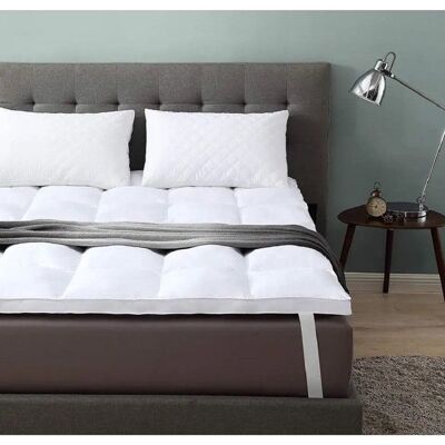 ALPES BLANC - Surmatelas Moelleux 5 cm - 140x190 cm – Confort Supérieur Enveloppe Percale de Coton Douce Respirante et Durable - Publicité ALPES BLANC - Surmatelas Moelleux 5 cm - 140x190 cm – Confort Supérieur Enveloppe Percale de Coton Douce Respirante et Durable - Publicité