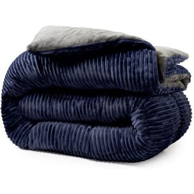 Couette réversible - SAMPUR - Cotton Club - 240x260 cm - Thermorégulatrice - Microfibres 400 g/m² Bleu - Publicité Couette réversible - SAMPUR - Cotton Club - 240x260 cm - Thermorégulatrice - Microfibres 400 g/m² Bleu - Publicité