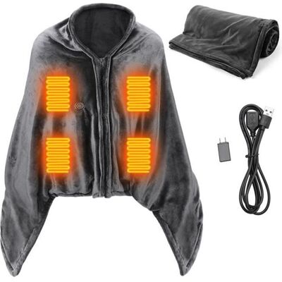 Couverture Chauffante Electrique PIMPIMSKY 150 x 80 cm USB Portable Lavable Châle en Flanelle 3 Température et 8 Zones Chauffantes - Publicité Couverture Chauffante Electrique PIMPIMSKY 150 x 80 cm USB Portable Lavable Châle en Flanelle 3 Température et 8 Zones Chauffantes - Publicité