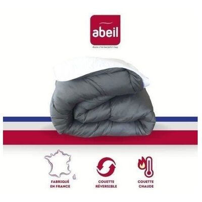 Duvet Abeil Blanc/Gris - 200x200 cm - Publicité Duvet Abeil Blanc/Gris - 200x200 cm - Publicité