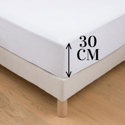 Protège-matelas - 160 x 200 cm - Imperméable - Anti-acariens - Bonnet 30 cm Blanc - Publicité Protège-matelas - 160 x 200 cm - Imperméable - Anti-acariens - Bonnet 30 cm Blanc - Publicité