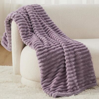 Bedsure Velours Côtelé Fleece - Plaid Cocooning pour Lit & Canapé - Épais et Chaud - Brume Marine - 270x230cm Violet - Publicité Bedsure Velours Côtelé Fleece - Plaid Cocooning pour Lit & Canapé - Épais et Chaud - Brume Marine - 270x230cm Violet - Publicité