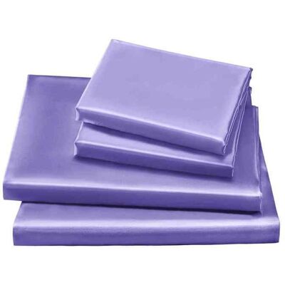 Parure de lit double en satin de soie violet - Luxueuse avec drap-housse et taies Violet - Publicité Parure de lit double en satin de soie violet - Luxueuse avec drap-housse et taies Violet - Publicité