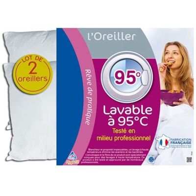 MATIN CALIN Oreiller - Hygiafil - Lot de 2 - 60 x 60 cm - Synthétique - Lavable Blanc - Publicité MATIN CALIN Oreiller - Hygiafil - Lot de 2 - 60 x 60 cm - Synthétique - Lavable Blanc - Publicité