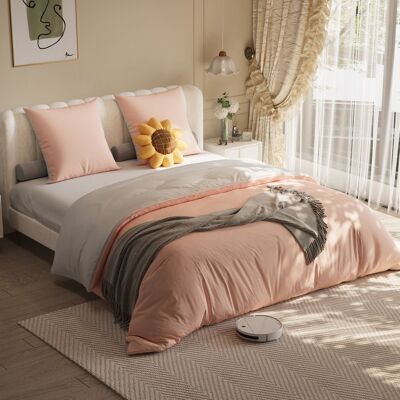 NMONET Parure de draps 4 pièces en polyester pour lit 160x200 cm Housse de couette drap housse 2 taies parure de lit rose et gris Rose - Publicité NMONET Parure de draps 4 pièces en polyester pour lit 160x200 cm Housse de couette drap housse 2 taies parure de lit rose et gris Rose - Publicité