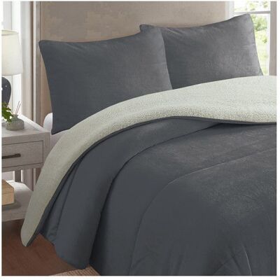 SOLEIL D'OCRE Couette polaire microfibre doublé sherpa 240x260 cm BICOLORE gris par Soleil docre Gris - Publicité SOLEIL D'OCRE Couette polaire microfibre doublé sherpa 240x260 cm BICOLORE gris par Soleil docre Gris - Publicité