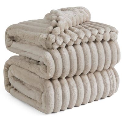 Bedsure Velours Côtelé Fleece - Plaid Chaud pour Chambre & Salon - Ambiance Cocooning - Pierre Ponce - 270x230cm Beige - Publicité Bedsure Velours Côtelé Fleece - Plaid Chaud pour Chambre & Salon - Ambiance Cocooning - Pierre Ponce - 270x230cm Beige - Publicité