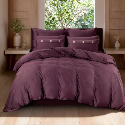 LES ATELIERS DU LINGE Housse de couette 240x220 coton 57 fils prune violet Violet - Publicité LES ATELIERS DU LINGE Housse de couette 240x220 coton 57 fils prune violet Violet - Publicité