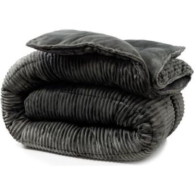 Couette - SAMPUR - Cotton Club Réversible - 220x240 cm - Thermorégulatrice - 400 g/m² hypoallergénique Noir - Publicité Couette - SAMPUR - Cotton Club Réversible - 220x240 cm - Thermorégulatrice - 400 g/m² hypoallergénique Noir - Publicité