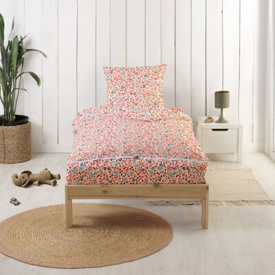Parure de Lit Enfant Caradou® Fleurs en Coton 4 pièces: Couchage tout-en-un avec couette - 90x190cm - BLEU CALIN Rose - Publicité Parure de Lit Enfant Caradou® Fleurs en Coton 4 pièces: Couchage tout-en-un avec couette - 90x190cm - BLEU CALIN Rose - Publicité