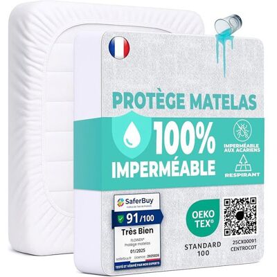 AUTREMENT Protège Matelas 200x200 cm Alèse Impermeable Drap Housse en Coton et Microfibre Protection Lit pour 200x200cm Dr PROTECTION MATELAS - Publicité AUTREMENT Protège Matelas 200x200 cm Alèse Impermeable Drap Housse en Coton et Microfibre Protection Lit pour 200x200cm Dr PROTECTION MATELAS - Publicité