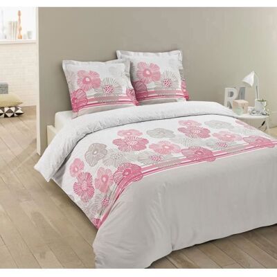 VISION - Parure de lit Flo - 100% coton - Housse de couette 240 x 220 cm + 2 taies doreiller 65x65cm Rose - Publicité VISION - Parure de lit Flo - 100% coton - Housse de couette 240 x 220 cm + 2 taies doreiller 65x65cm Rose - Publicité