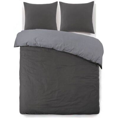 Ensemble de housse de couette en coton gris et anthracite - Literie - Publicité Ensemble de housse de couette en coton gris et anthracite - Literie - Publicité