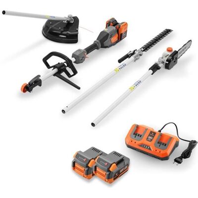 Outil multifonction à batterie FUXTEC FX-E2MTSET 40V 3 en 1 avec débroussailleuse taille-haie tronçonneuse sur perche Gris - Publicité Outil multifonction à batterie FUXTEC FX-E2MTSET 40V 3 en 1 avec débroussailleuse taille-haie tronçonneuse sur perche Gris - Publicité
