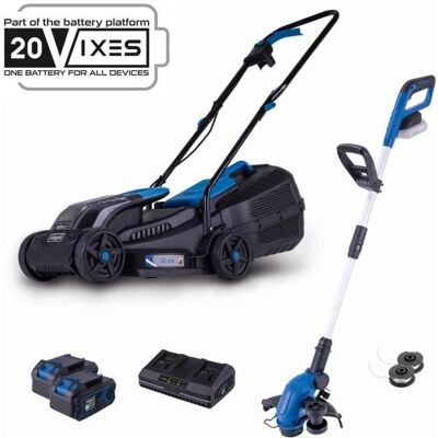 Pack tondeuse BC-MP320-X 32 cm + Coupe-bordures C-LT300-X 2 en 1 - SCHEPPACH 20V IXES + 2 batteries 4ah + chargeur Bleu - Publicité Pack tondeuse BC-MP320-X 32 cm + Coupe-bordures C-LT300-X 2 en 1 - SCHEPPACH 20V IXES + 2 batteries 4ah + chargeur Bleu - Publicité