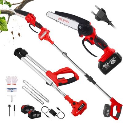 TTLIFE Élagueuse sur perche sans fil 2 en 1 et mini-tronçonneuse de 20 cm scie à branches télescopique électrique avec 2 batteries - Publicité TTLIFE Élagueuse sur perche sans fil 2 en 1 et mini-tronçonneuse de 20 cm scie à branches télescopique électrique avec 2 batteries - Publicité