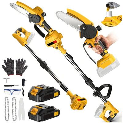 PRUMYA Tronçonneuse Électrique Sans Fil Avec Manche Télescopique 21V 500W Tronçonneuse De Taille 6 Pouces 2 Batteries Rechargeables - Publicité PRUMYA Tronçonneuse Électrique Sans Fil Avec Manche Télescopique 21V 500W Tronçonneuse De Taille 6 Pouces 2 Batteries Rechargeables - Publicité