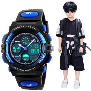 SHARPHY Montre Garcon Enfant Fille de Marque Sport etanche bracelet numerique - bleu - Publicité SHARPHY Montre Garcon Enfant Fille de Marque Sport etanche bracelet numerique - bleu - Publicité