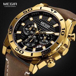 MEGIR - Montre Homme Sport Chronographe Mouvement à quartz Bracelet cuir Lumineuse Étanche Montre-bracelet pour homme Marron - Publicité MEGIR - Montre Homme Sport Chronographe Mouvement à quartz Bracelet cuir Lumineuse Étanche Montre-bracelet pour homme Marron - Publicité