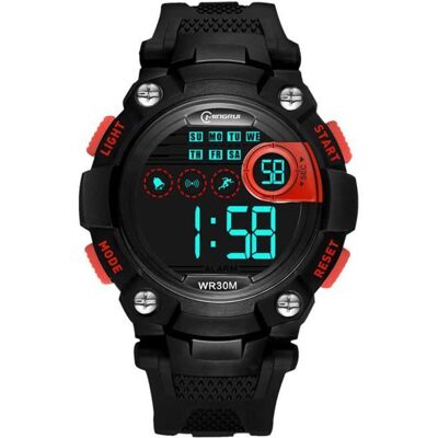 Montre Enfant Sport Extérieur Imperméable avec réveil/chronomètre LED - INSFITY - Rouge Noir - Etanche 30M Blanc - Publicité Montre Enfant Sport Extérieur Imperméable avec réveil/chronomètre LED - INSFITY - Rouge Noir - Etanche 30M Blanc - Publicité