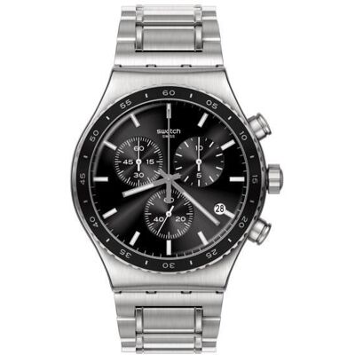 Montre - SWATCH - CARBONIUM DREAM - Chrono 43 mm - Acier inoxydable - Étanchéité 3 ATM Noir - Publicité Montre - SWATCH - CARBONIUM DREAM - Chrono 43 mm - Acier inoxydable - Étanchéité 3 ATM Noir - Publicité