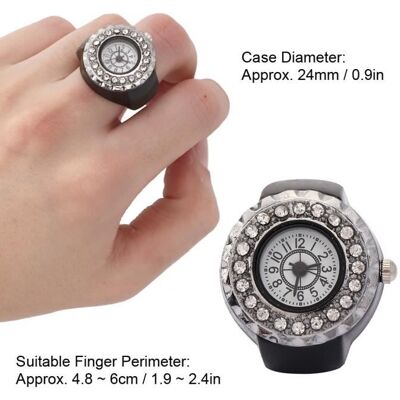 Montre-bague - VVIKIZY - Bague Montre Strass - Quartz - Noir - Femme Blanc - Publicité Montre-bague - VVIKIZY - Bague Montre Strass - Quartz - Noir - Femme Blanc - Publicité