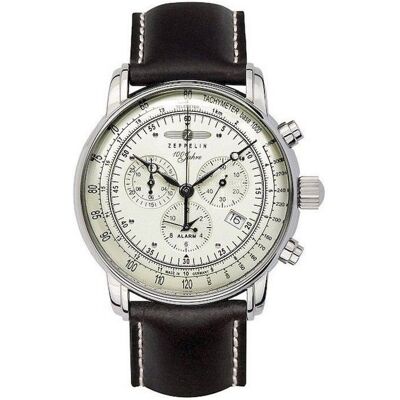 Chronographe Montre pour Hommes Zeppelin 100 Jahre Zeppelin - 8680-3 Blanc - Publicité Chronographe Montre pour Hommes Zeppelin 100 Jahre Zeppelin - 8680-3 Blanc - Publicité