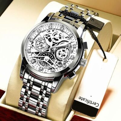 SHARPHY Montres Hommes de Marque Lumineux Chronomètre étanche Quartz Date Bracelet 2026 Super Argenté - Publicité SHARPHY Montres Hommes de Marque Lumineux Chronomètre étanche Quartz Date Bracelet 2026 Super Argenté - Publicité