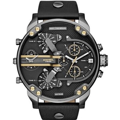 Montre DIESEL DZ7348 cuir noir multi-fuseaux Noir - Publicité Montre DIESEL DZ7348 cuir noir multi-fuseaux Noir - Publicité