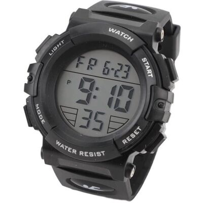 Montre de sport ESTINK pour hommes - Numérique avec calendrier et réveil - Étanche - Noir Noir - Publicité Montre de sport ESTINK pour hommes - Numérique avec calendrier et réveil - Étanche - Noir Noir - Publicité