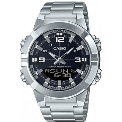 Montre homme - CASIO - AMW-870D-1A - Acier inoxydable - Affichage numérique/analogique - Étanche 5 BAR Noir - Publicité Montre homme - CASIO - AMW-870D-1A - Acier inoxydable - Affichage numérique/analogique - Étanche 5 BAR Noir - Publicité