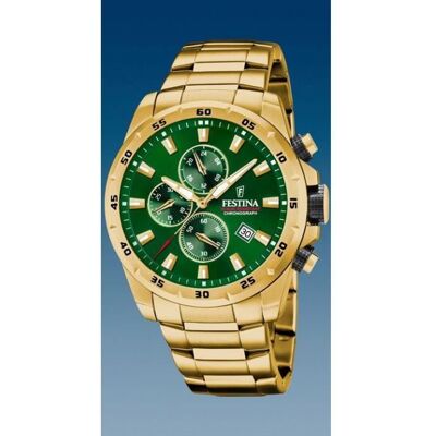 Montre Homme - Festina - F20541/3 - Chrono Sport - Cadran vert 45.05mm - Etanche 100m Vert - Publicité Montre Homme - Festina - F20541/3 - Chrono Sport - Cadran vert 45.05mm - Etanche 100m Vert - Publicité