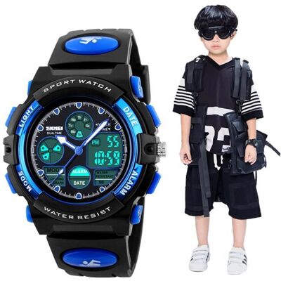 SHARPHY Montre Garcon Enfant Fille de Marque Sport etanche bracelet numerique - bleu - Publicité SHARPHY Montre Garcon Enfant Fille de Marque Sport etanche bracelet numerique - bleu - Publicité