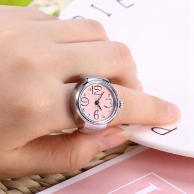 Zerodis Bague de montre Montre Bague à Quartz Analogique 8 Couleurs Tendance Pour Homme Et Femme montres montre Rose Blanc - Publicité Zerodis Bague de montre Montre Bague à Quartz Analogique 8 Couleurs Tendance Pour Homme Et Femme montres montre Rose Blanc - Publicité