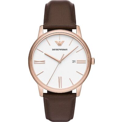Montre Emporio Armani - Hommes - AR11572 - Cuir Marron - Etanche 5 Atm - Quartz Marron - Publicité Montre Emporio Armani - Hommes - AR11572 - Cuir Marron - Etanche 5 Atm - Quartz Marron - Publicité
