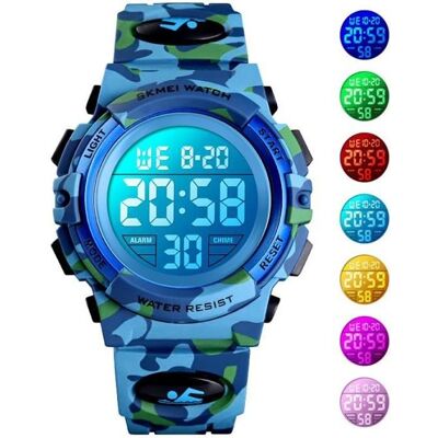 SHARPHY Montre Enfant Garcon de Marque Sport etanche numerique LED watch militaire 2021 bracelet bleu Cadeau pour enfants - Publicité SHARPHY Montre Enfant Garcon de Marque Sport etanche numerique LED watch militaire 2021 bracelet bleu Cadeau pour enfants - Publicité