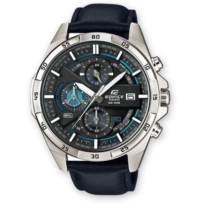Montre - Casio - Edifice EFR-556L-1AVUEF - Cuir - Étanchéité 10 bars - Verre minéral Noir - Publicité Montre - Casio - Edifice EFR-556L-1AVUEF - Cuir - Étanchéité 10 bars - Verre minéral Noir - Publicité