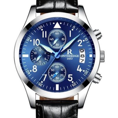 SHARPHY Montre Homme 2026 bracelet cuir date etanche quartz bleu Montres Chronographe - Publicité SHARPHY Montre Homme 2026 bracelet cuir date etanche quartz bleu Montres Chronographe - Publicité