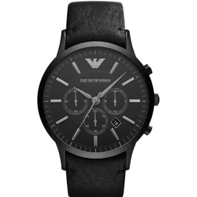 Montre Homme - Emporio Armani - Sportivo AR2461 - Quartz - Cuir - Étanchéité 5 Atm Noir - Publicité Montre Homme - Emporio Armani - Sportivo AR2461 - Quartz - Cuir - Étanchéité 5 Atm Noir - Publicité