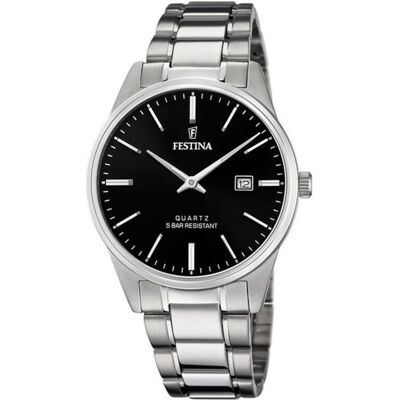 Montre - Festina - Homme - Bracelet Acier Inoxydable - Cadran Noir - Dateur Noir - Publicité Montre - Festina - Homme - Bracelet Acier Inoxydable - Cadran Noir - Dateur Noir - Publicité