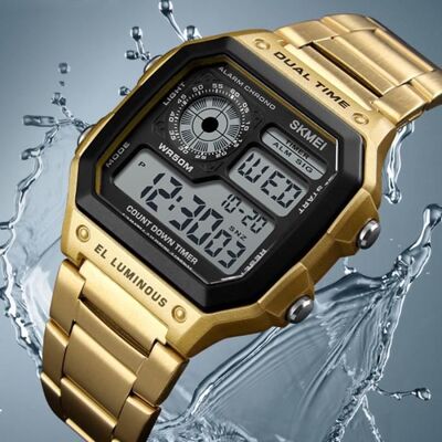 SHARPHY Montre Homme de Marque Haut de Luxe Bracelet Numérique LED Men Watch Couleur en Or - Publicité SHARPHY Montre Homme de Marque Haut de Luxe Bracelet Numérique LED Men Watch Couleur en Or - Publicité