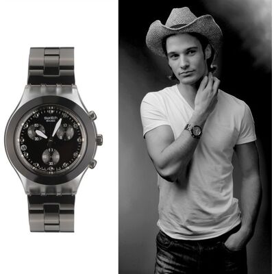Swatch Irony Chrono Full Blooded Night Montre Homm - Publicité Swatch Irony Chrono Full Blooded Night Montre Homm - Publicité