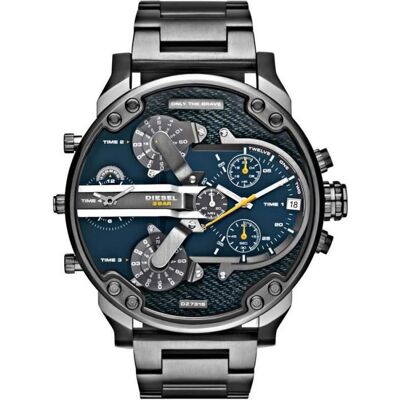 Montre - Diesel - Mr Daddy DZ7331 - Cadran denim - Quartz Swiss Made - Bracelet cuir/acier Bleu - Publicité Montre - Diesel - Mr Daddy DZ7331 - Cadran denim - Quartz Swiss Made - Bracelet cuir/acier Bleu - Publicité