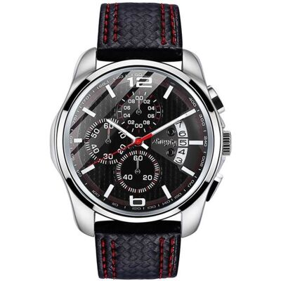 SHARPHY Montre Chronographe Étanche Quartz Analogique Cuir Noir Homme - Publicité SHARPHY Montre Chronographe Étanche Quartz Analogique Cuir Noir Homme - Publicité