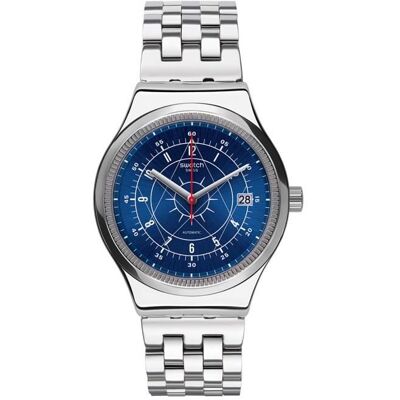Montre - Swatch - Sistem Boreal - Automatique - Acier inoxydable - Cadran bleu Blanc - Publicité Montre - Swatch - Sistem Boreal - Automatique - Acier inoxydable - Cadran bleu Blanc - Publicité